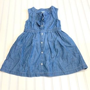 Girl’s Sz 5T Denim Dress Ruffle Buttons Cotton Old Navy